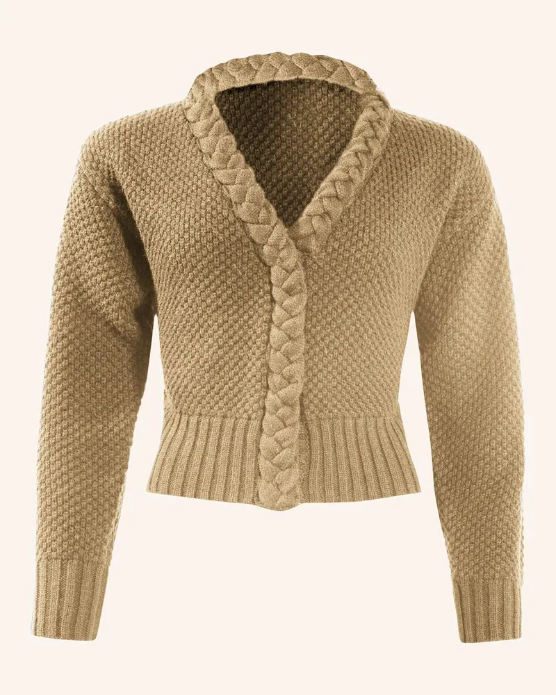 ADLYSH WOLLCARDIGAN MIT ZOPFSTRICK DETAIL Braun