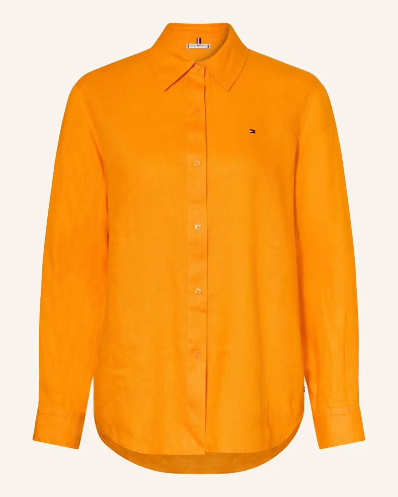 Tommy Hilfiger Hemdbluse aus Leinen Neonorange