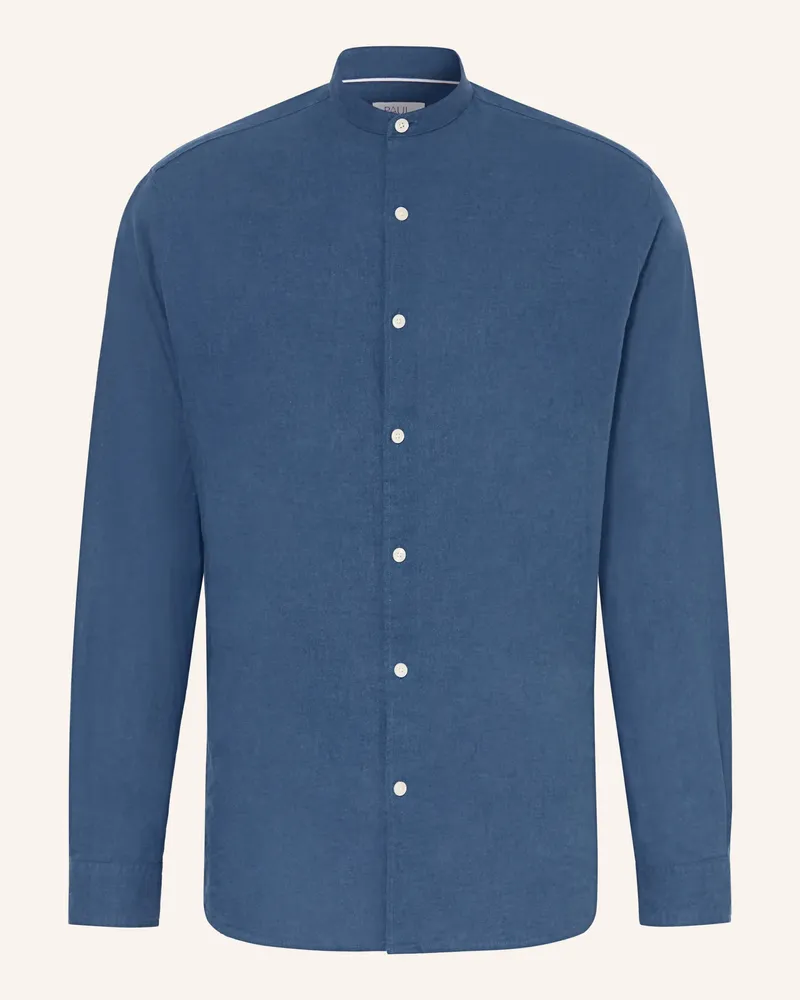 paul Hemd Comfort Fit Mit Stehkragen blau Dunkelblau