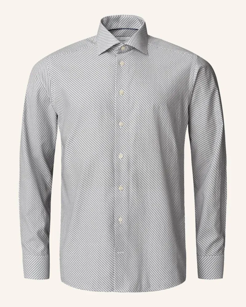 Eton Geometrisch Signature Twill-Hemd Slim Fit blau Blau