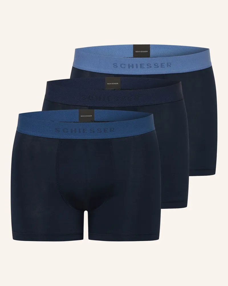 Schiesser 3er-Pack Boxershorts Organic Cotton blau Dunkelblau