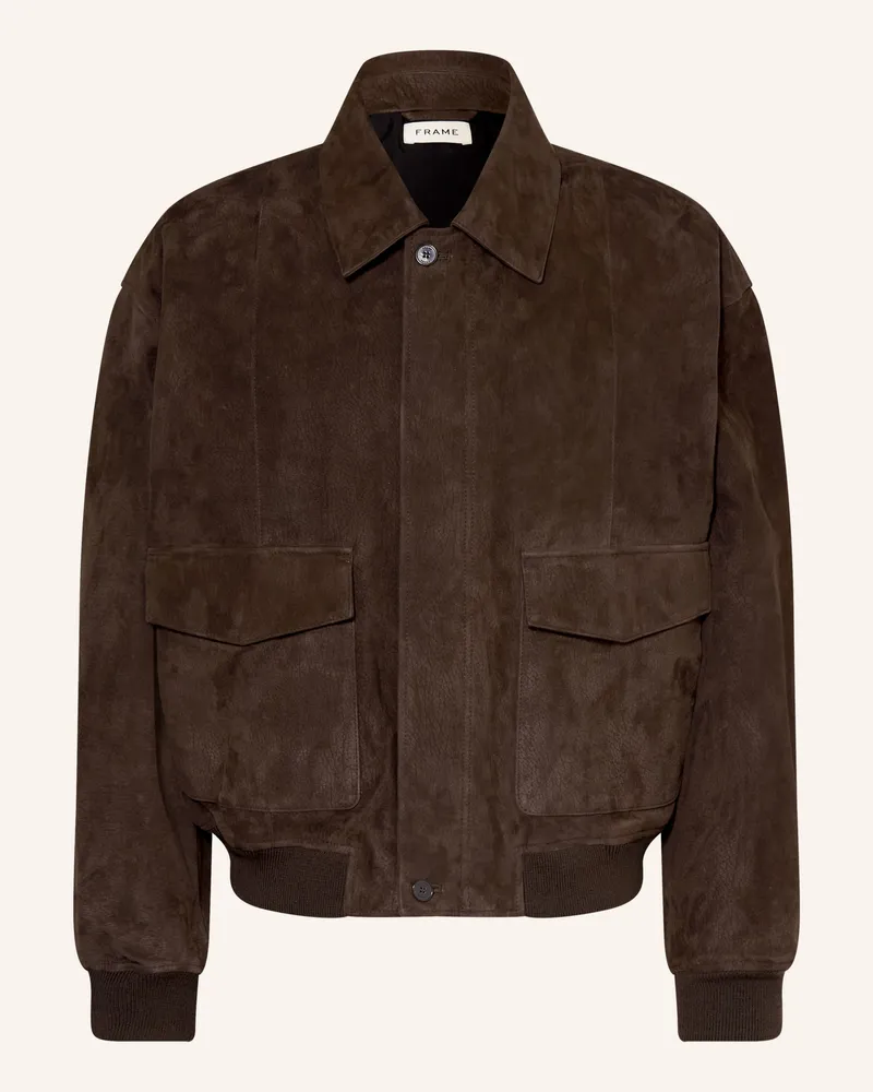 Frame Denim Lederjacke braun Dunkelbraun