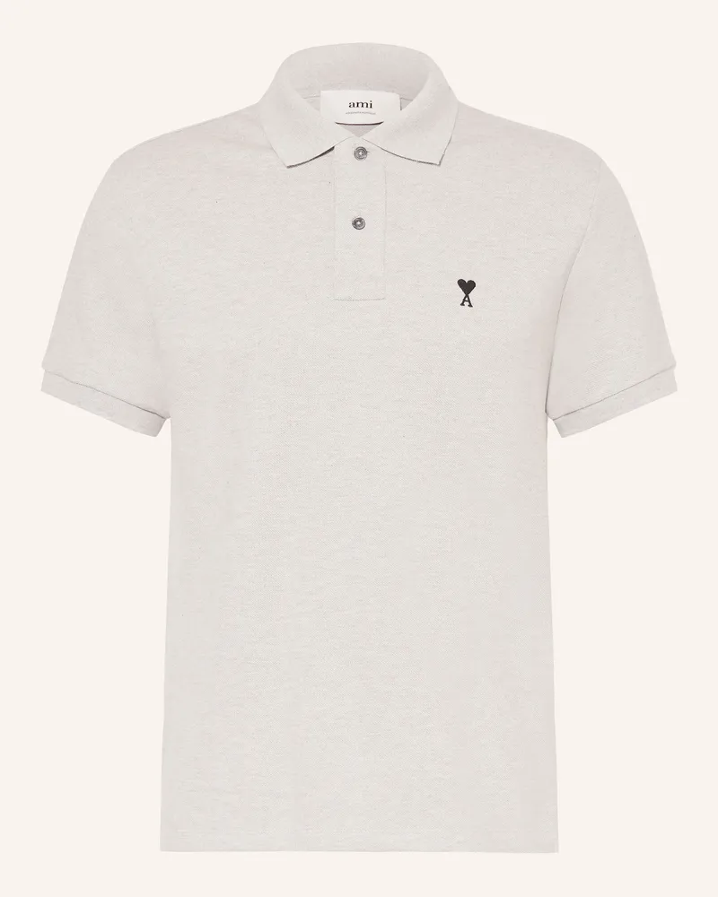 AMI Paris Piqué-Poloshirt Hellgrau