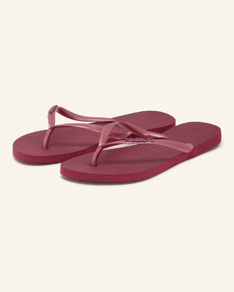 Havaianas Zehentrenner Slim Logo Metallic rot Dunkelrot