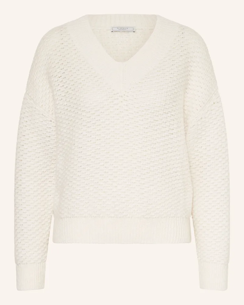 Peserico Pullover mit Alpaka und Glitzergarn Ecru