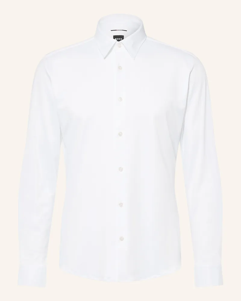 HUGO BOSS Piqué-Hemd Roan Slim Fit weiss Weiss