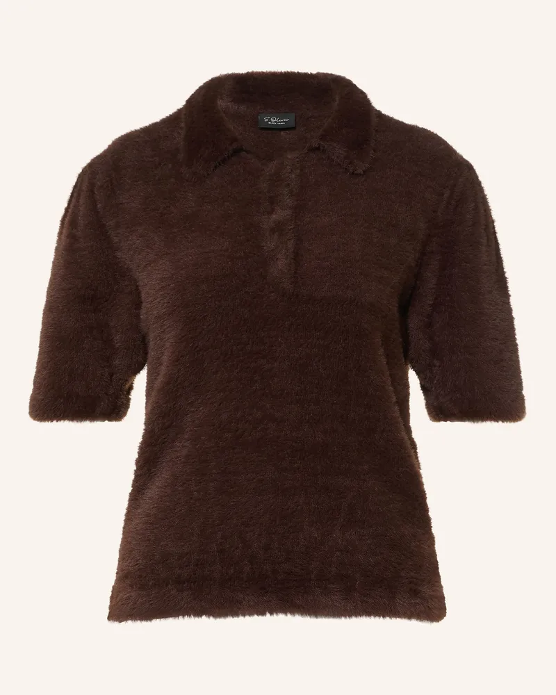 S.Oliver Strick-Poloshirt braun Dunkelbraun