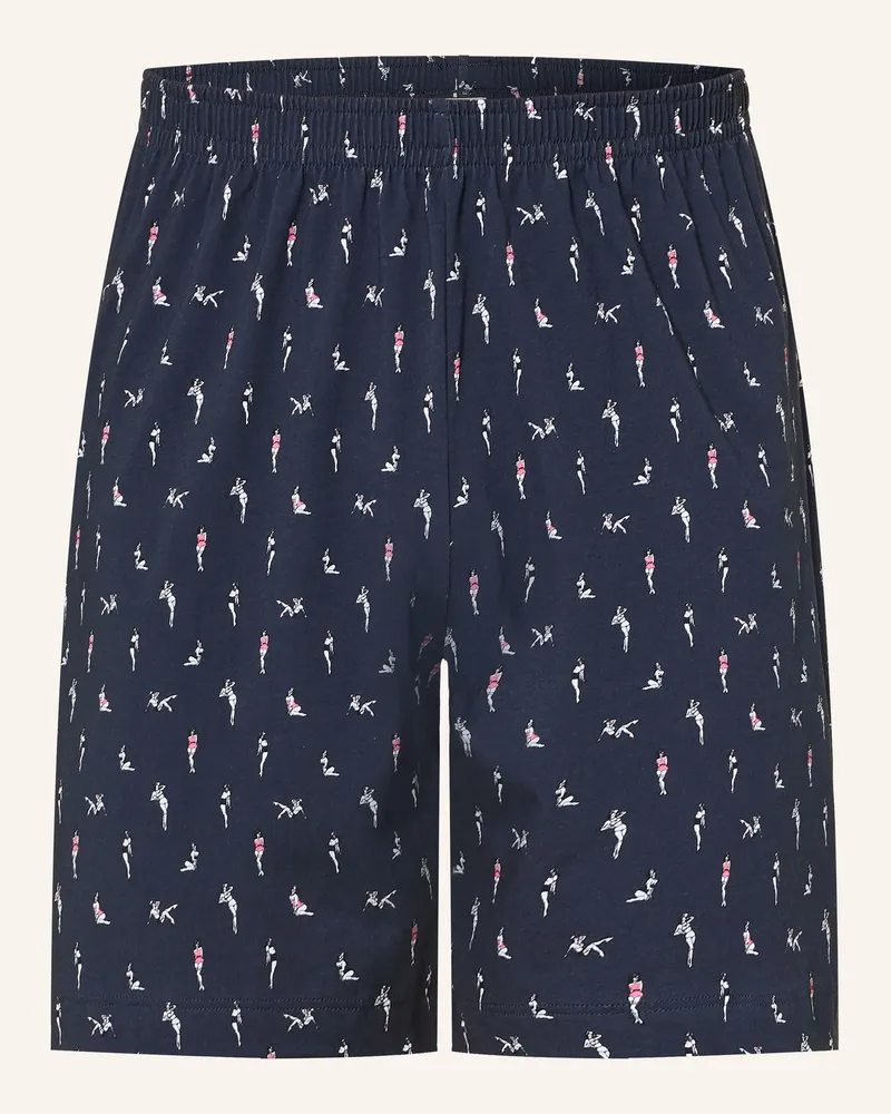 Mey Schlafshorts Serie Pin Up Doll blau Dunkelblau
