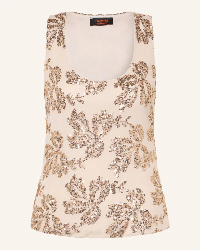 Miss Goodlife Mesh-Top Mit Pailletten gold Hellorange