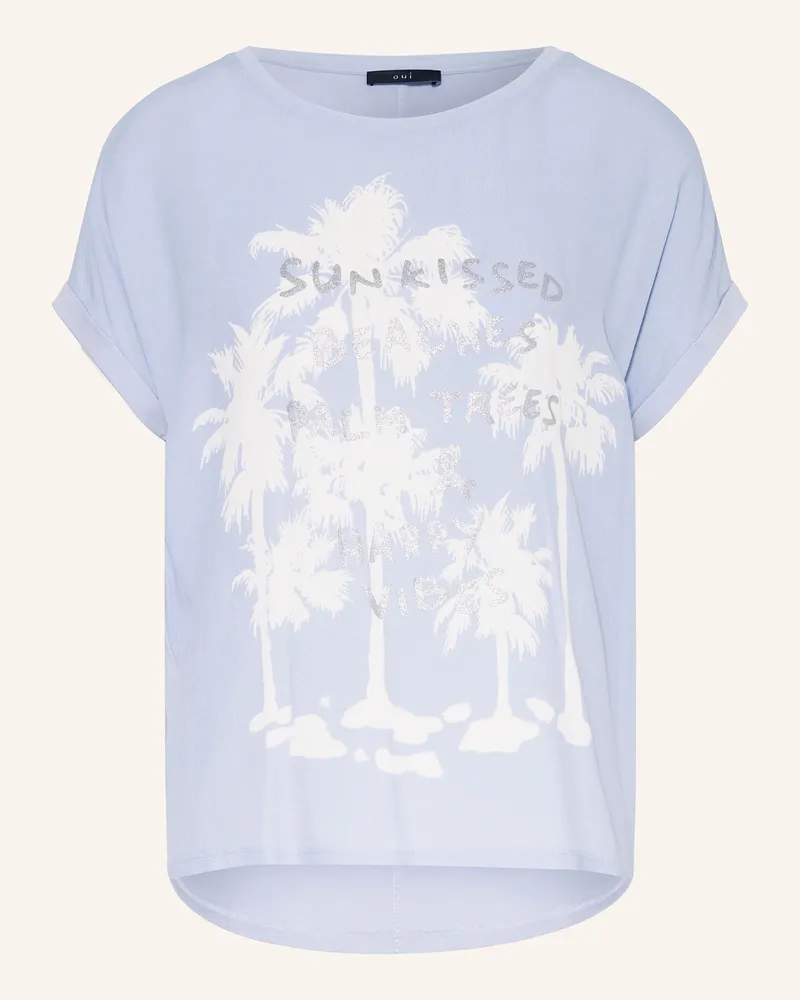 Oui  T-Shirt im Materialmix Hellblau