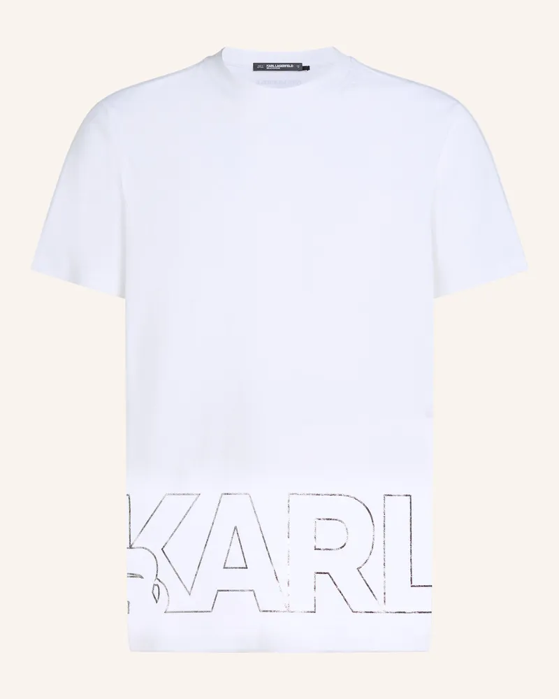 Karl Lagerfeld STRAND-T-SHIRT MIT KARL-LOGO IN METALLIC-OPTIK Weiss