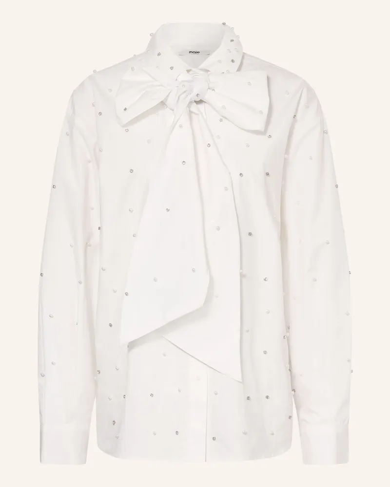Maje Hemdbluse Mit Abnehmbarer Schluppe Und Schmucksteinen weiss Weiss