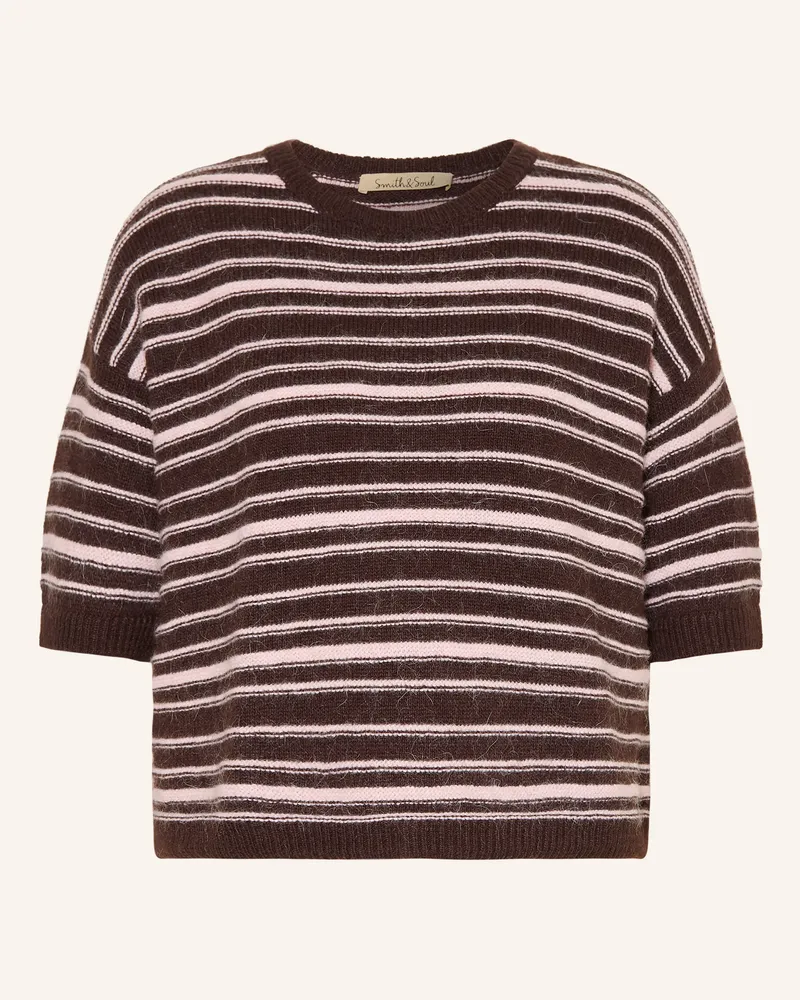 Smith & Soul Strickshirt rosa Dunkelbraun
