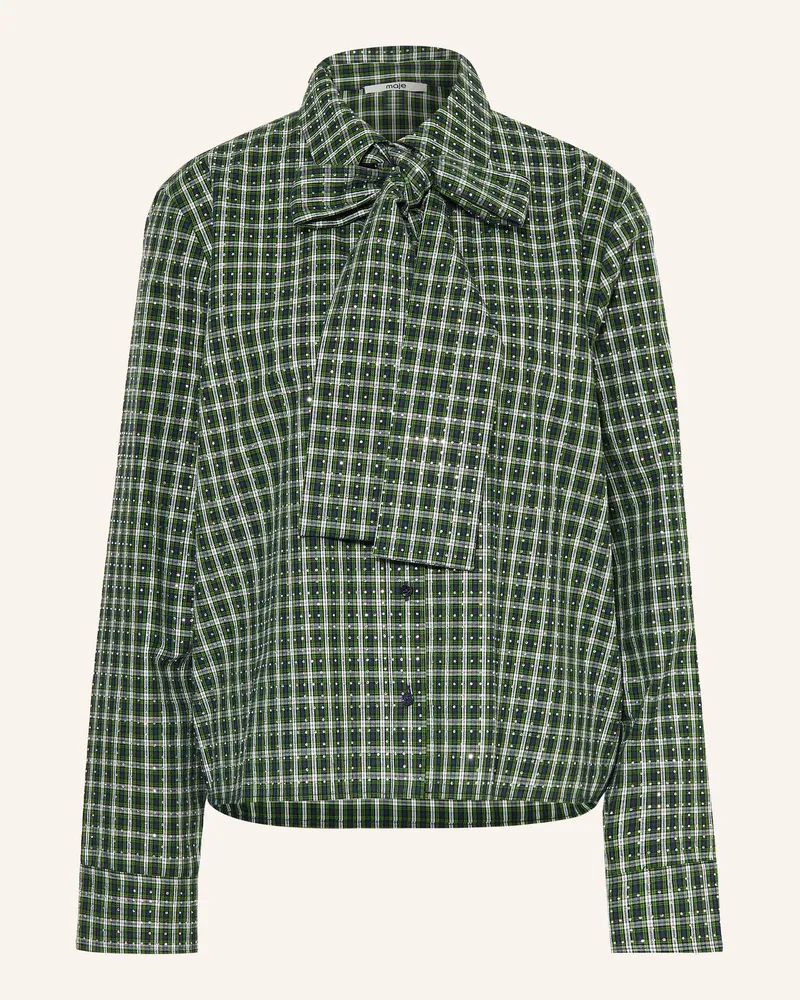 Maje Bluse Mit Abnehmbarer Schluppe Und Schmucksteinen gruen Dunkelblau