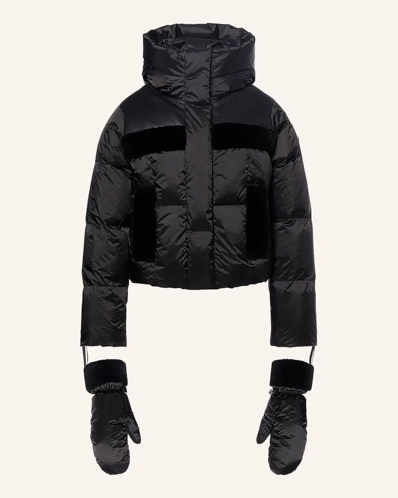GOLDBERGH Daunenjacke Rin Im Materialmix Mit Kunstfell schwarz Schwarz