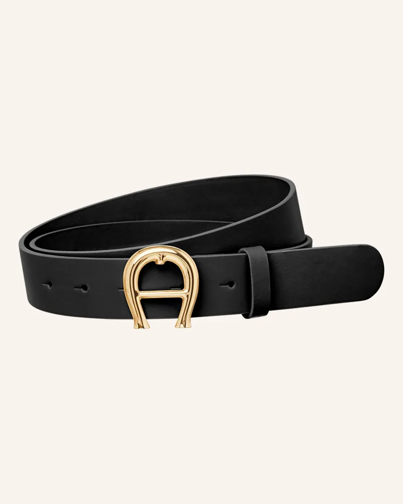 Aigner Ledergürtel schwarz Schwarz