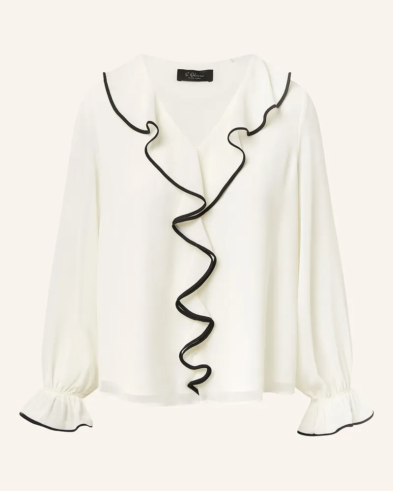 S.Oliver Bluse Mit Volants beige Weiss