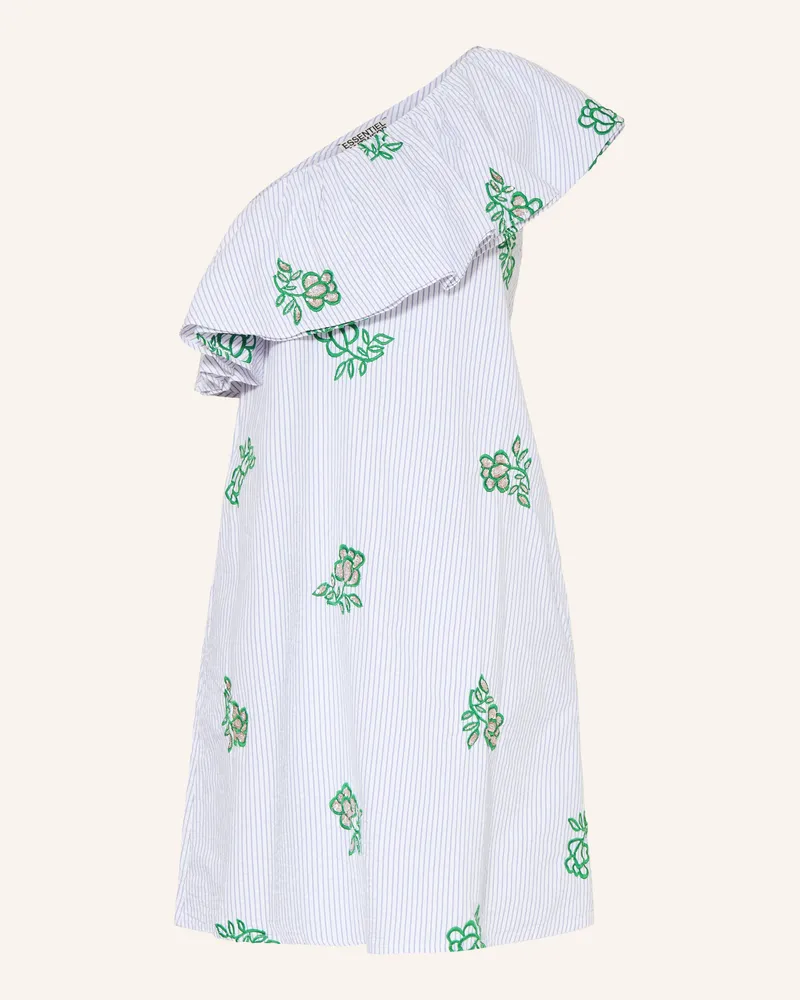 Essentiel One-Shoulder-Kleid JUSJUS mit Schmucksteinen und Pailletten Hellblau