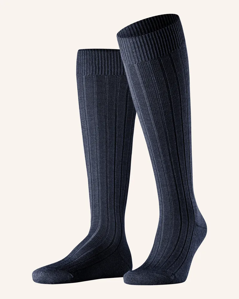 Falke Kniestrümpfe TEPPICH IM SCHUH aus Merinowolle Dunkelblau