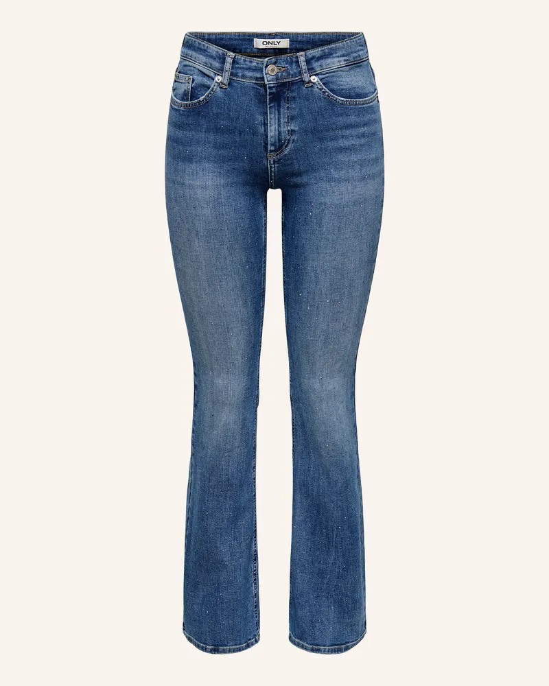 only Flared Jeans Mit Schmucksteinen blau Medium
