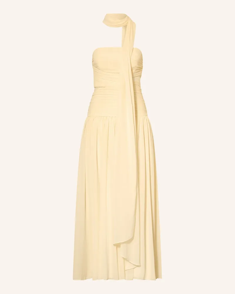 Self-Portrait Off-Shoulder-Kleid Mit Abnehmbarem Schal Und Plissees gelb Hellgelb