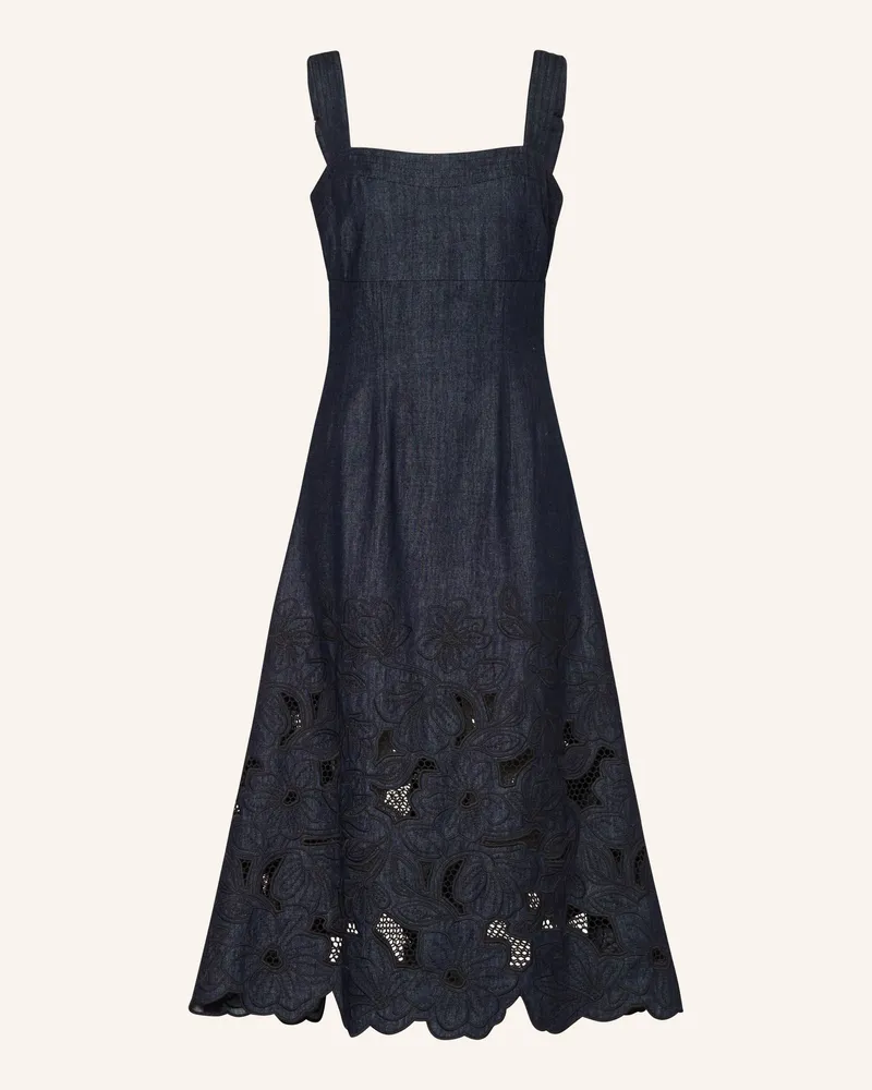 Veronica Beard Kleid Rosaura In Jeansoptik Mit Lochspitze blau Dunkelblau