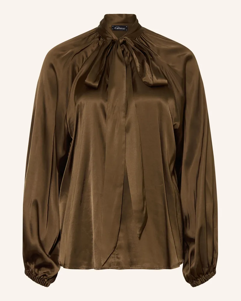 Grace Satinbluse Mit Schluppe braun Dunkelbraun
