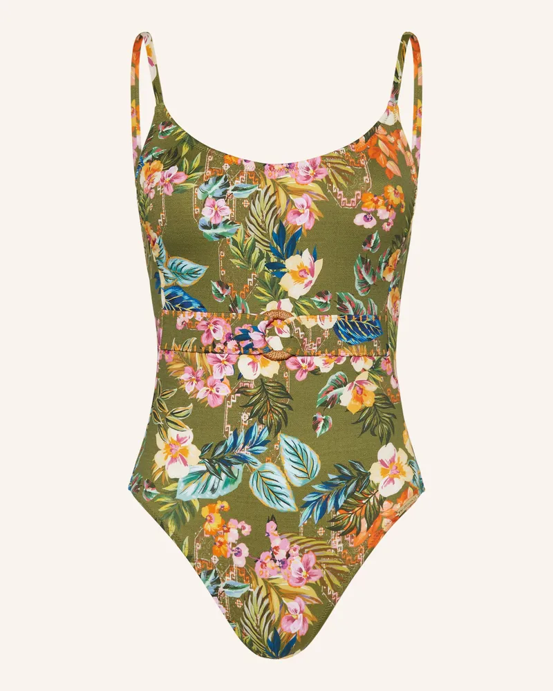 watercult Badeanzug SUNSET FLORALS Oliv