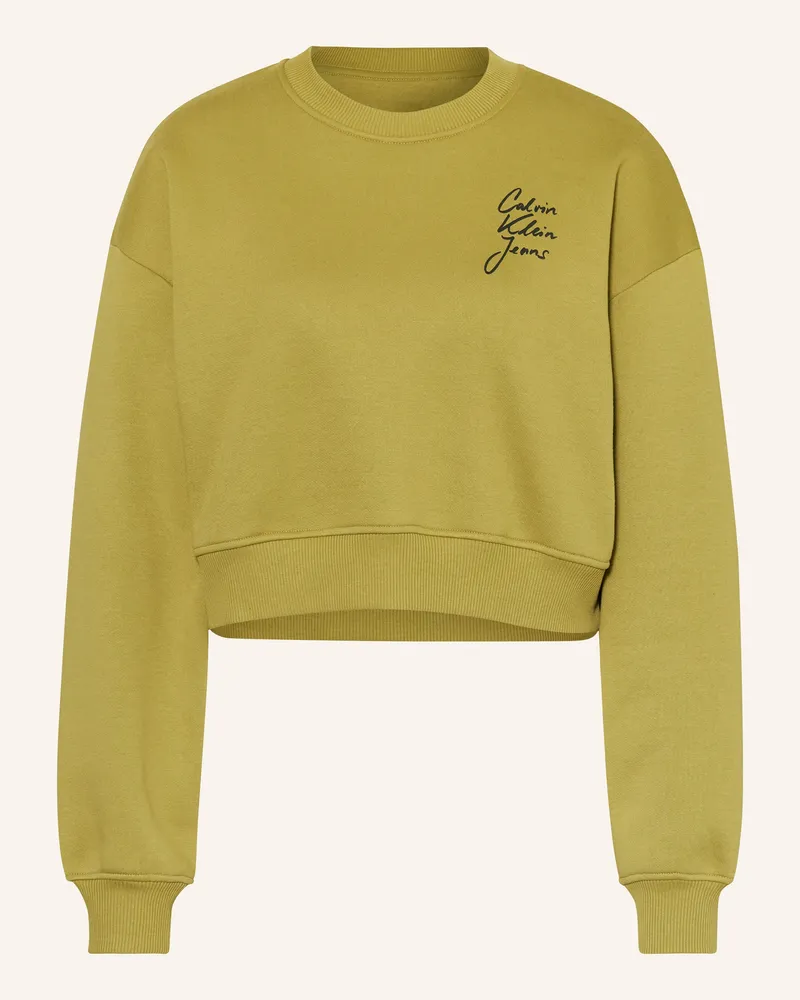 Calvin Klein Cropped-Sweatshirt Dunkelgelb