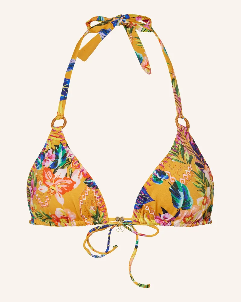 watercult Triangel-Bikini-Top SUNSET FLORALS Dunkelgelb