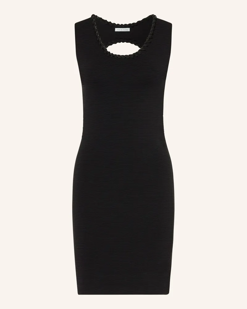 Mrs & HUGS Strickkleid mit Cut-out und Schmucksteinen Schwarz