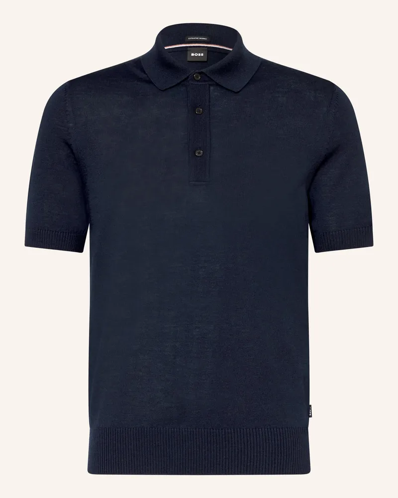HUGO BOSS Strick-Poloshirt Nolano blau Dunkelblau