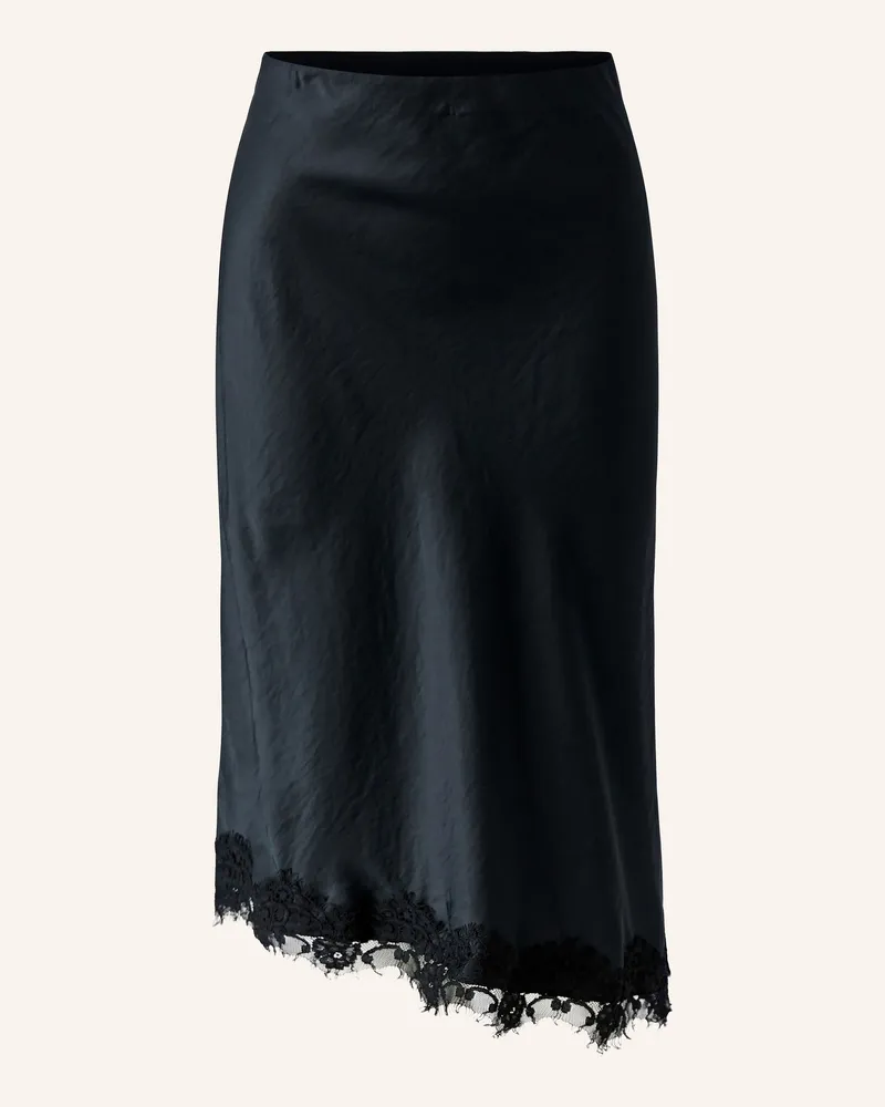 Oui  Satinrock Mit Spitze schwarz Schwarz