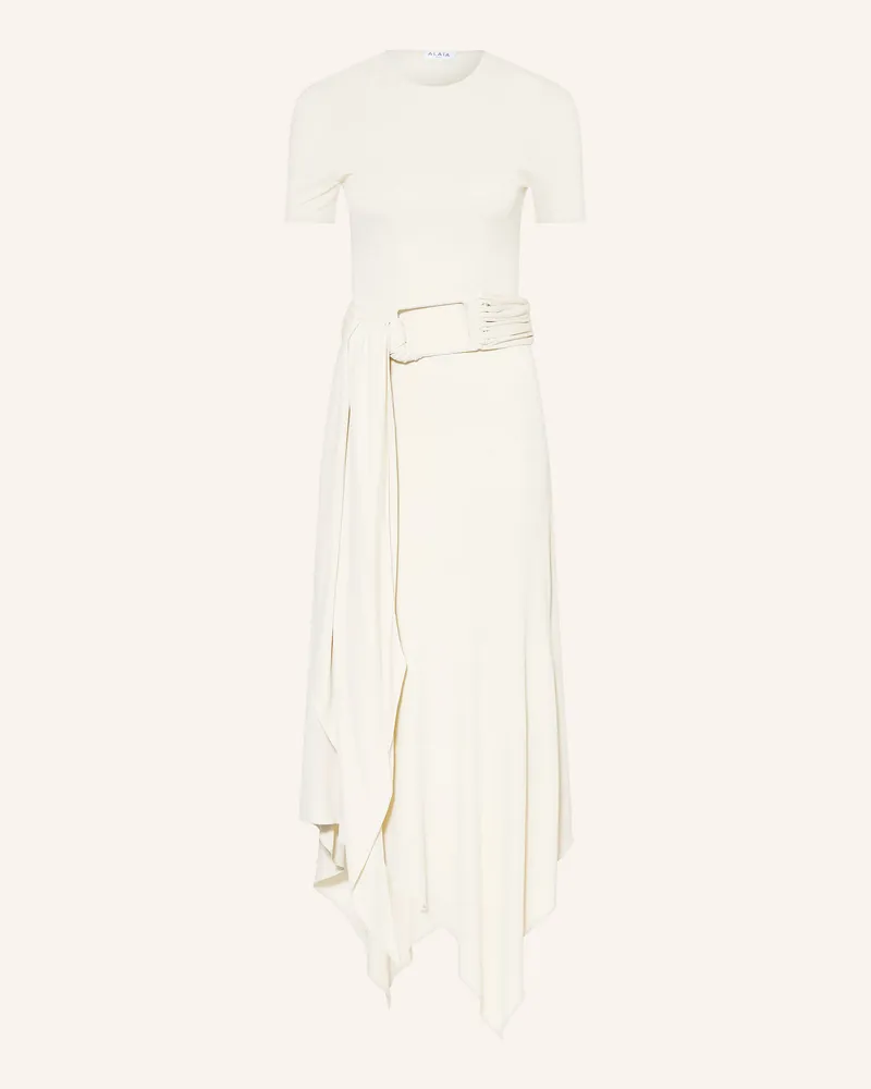 Alaïa Jerseykleid weiss Creme
