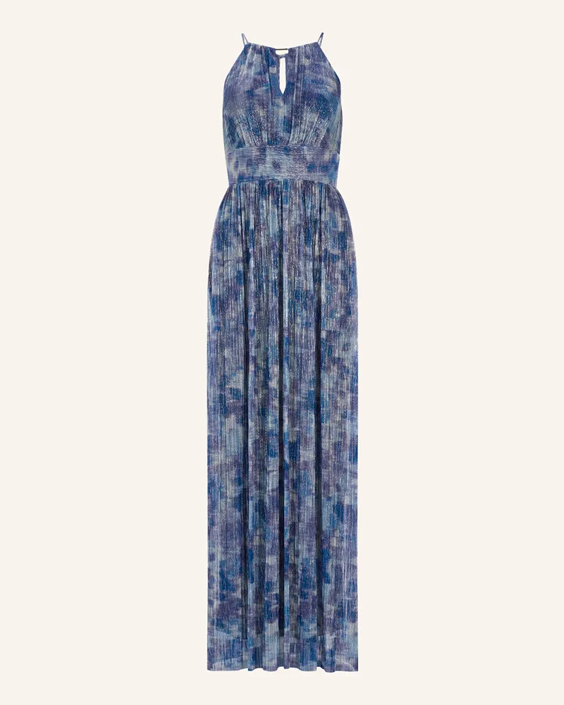 Swing Abendkleid mit Glitzergarn und Plissees Blau