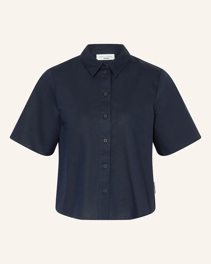 Marc O'Polo Hemdbluse mit Leinen Dunkelblau