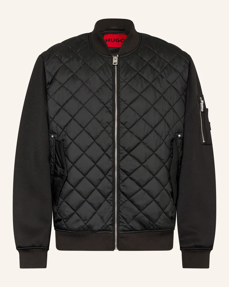 HUGO BOSS Steppjacke Im Materialmix schwarz Schwarz