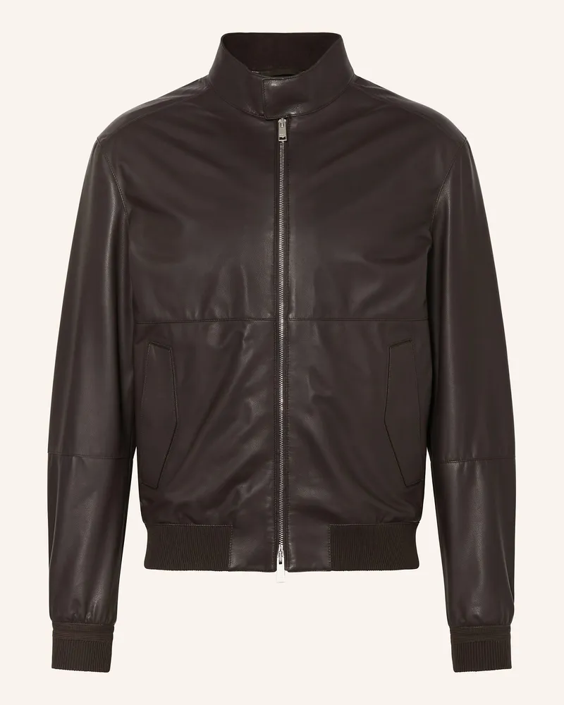 Ermenegildo Zegna Lederblouson braun Dunkelbraun