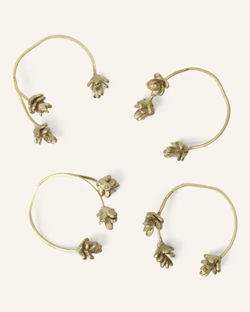 ferm LIVING 4er-Set Serviettenringe FOREST Gold