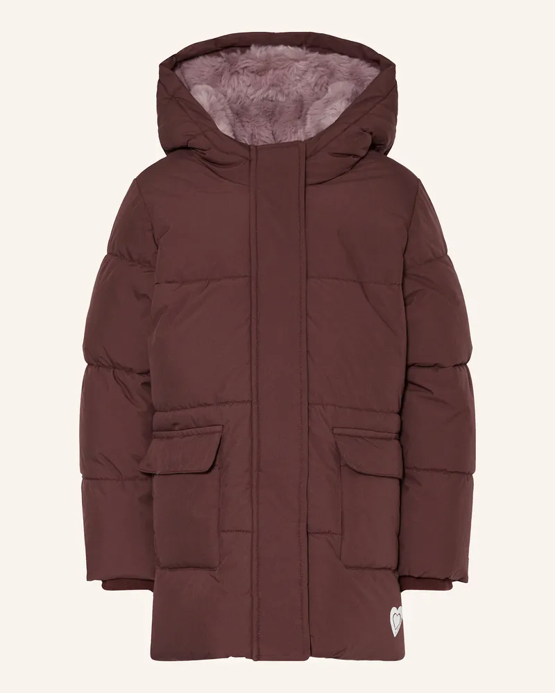 S.Oliver Steppmantel mit Kunstfell Dunkelrot