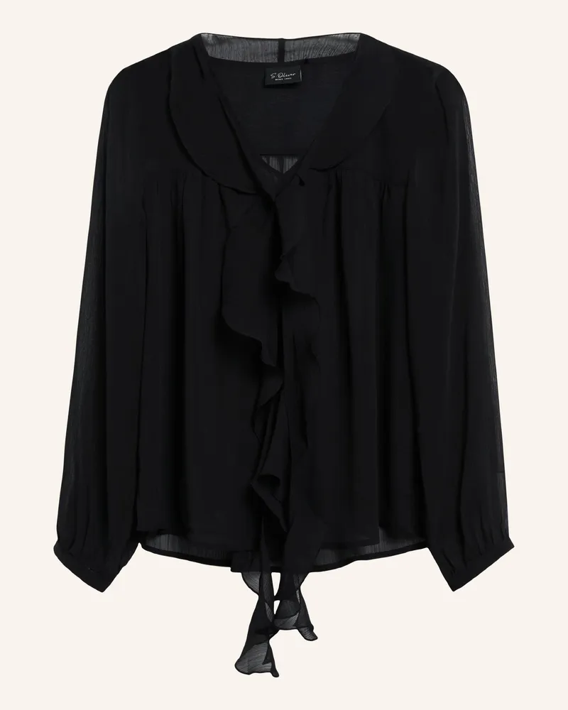 S.Oliver Blusenshirt Mit Volants schwarz Schwarz