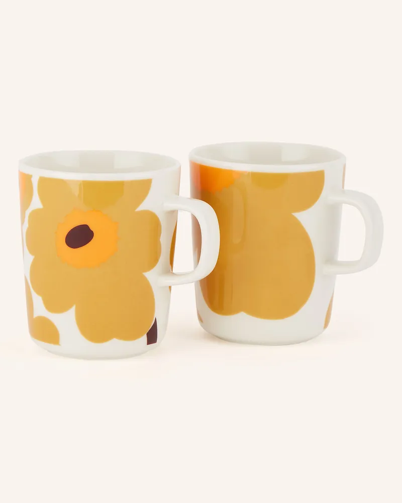 Marimekko 2er-Set Henkelbecher Unikko orange Ecru