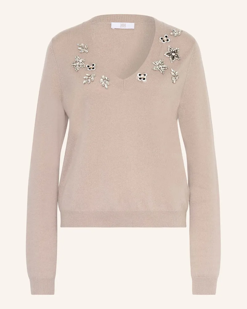 Riani Pullover Mit Cashmere Und Schmucksteinen beige Taupe