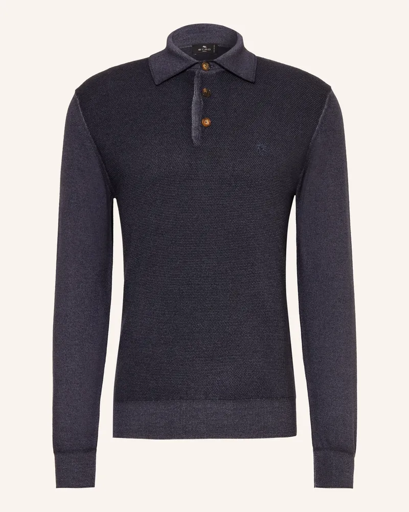 Etro Strick-Poloshirt blau Dunkelblau