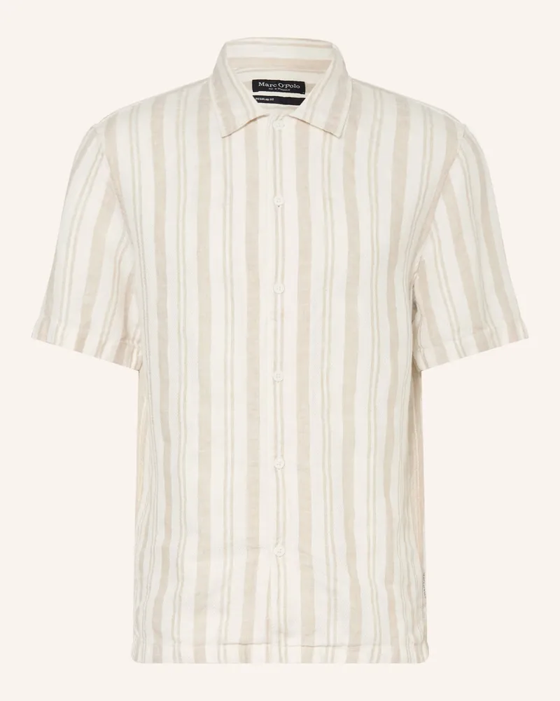 Marc O'Polo Kurzarm-Hemd Regular Fit Aus Leinen beige Creme
