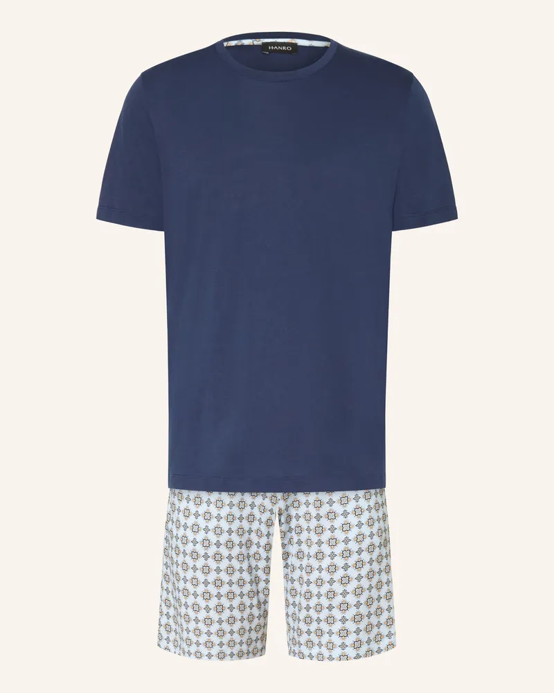 Hanro Shorty-Schlafanzug Night & Day blau Dunkelblau