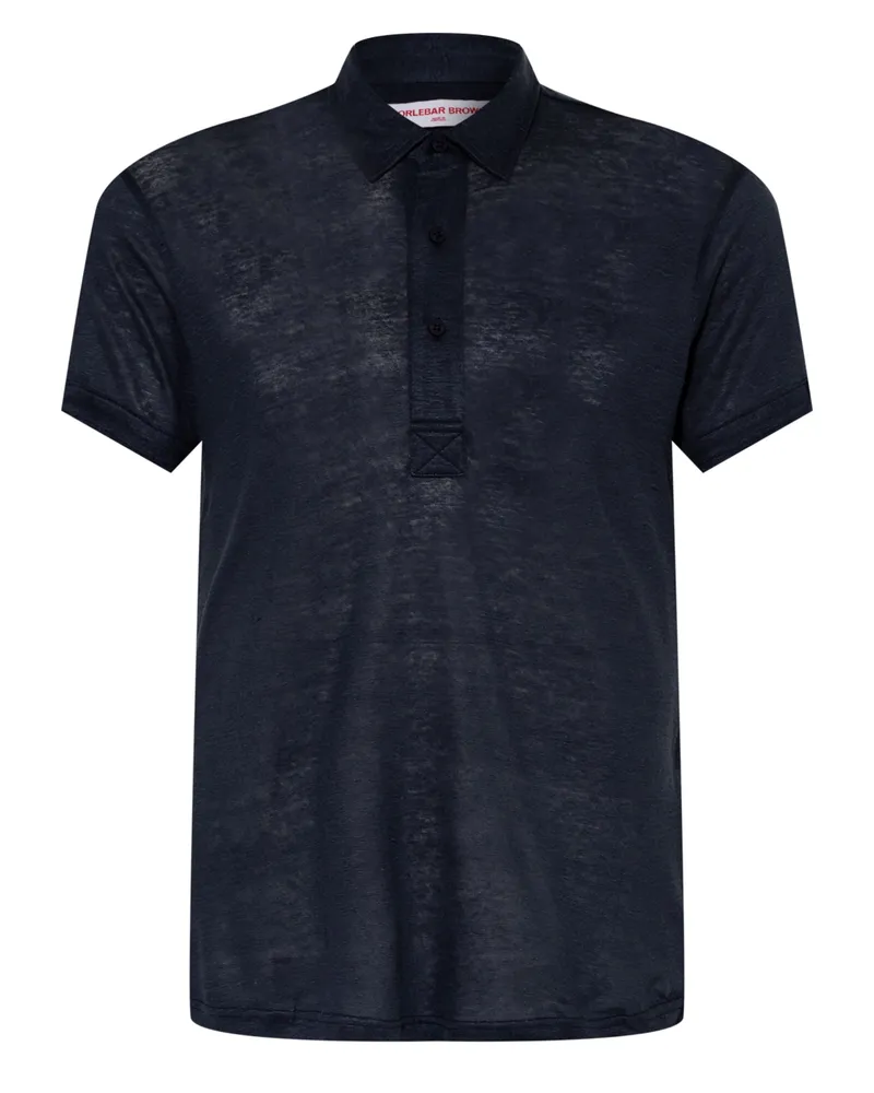 Orlebar Brown Poloshirt Sebastian Aus Leinen blau Dunkelblau