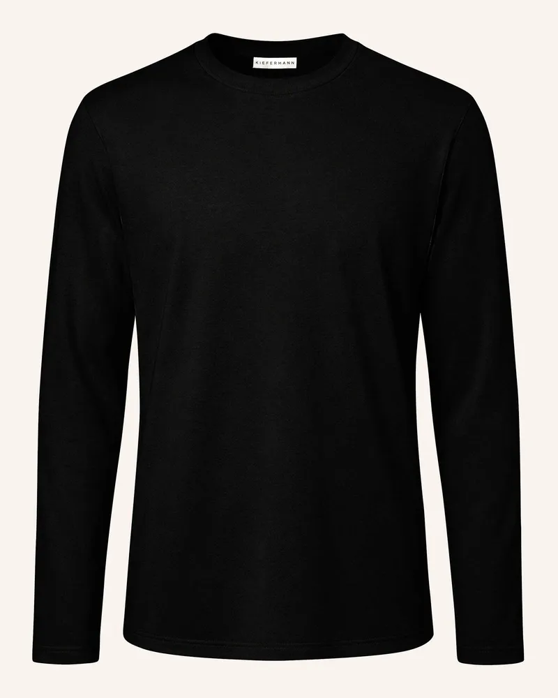 KIEFERMANN Kiefermann Herren Longsleeve Aus Baumwoll-Modal Alberts schwarz Schwarz