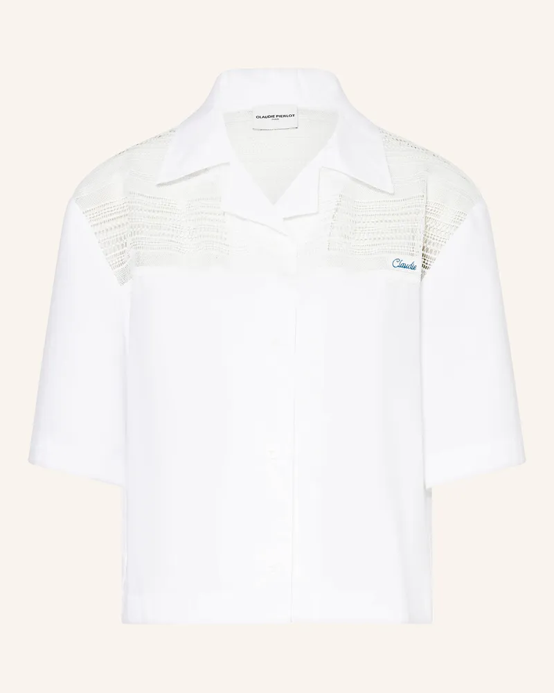 Claudie Pierlot Cropped-Bluse mit Spitze Weiss