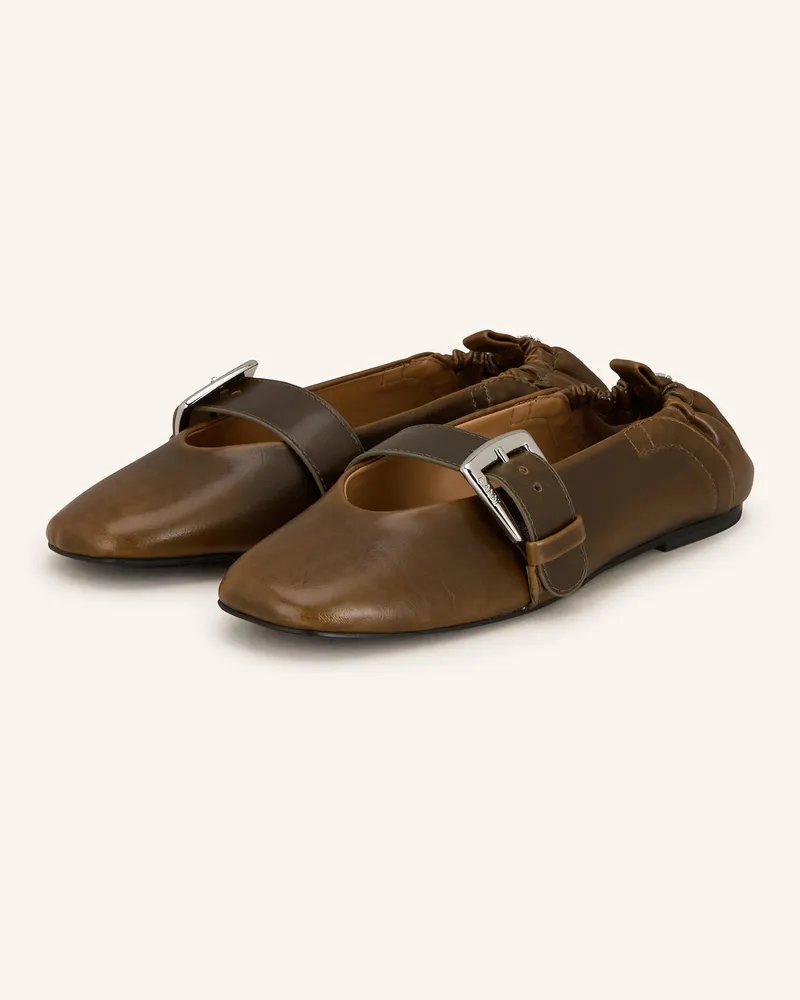 Ganni Ballerinas Oliv